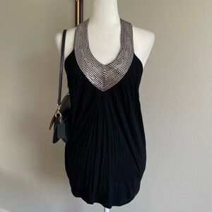 Lola Black Halter Top with Silver Embellishments
